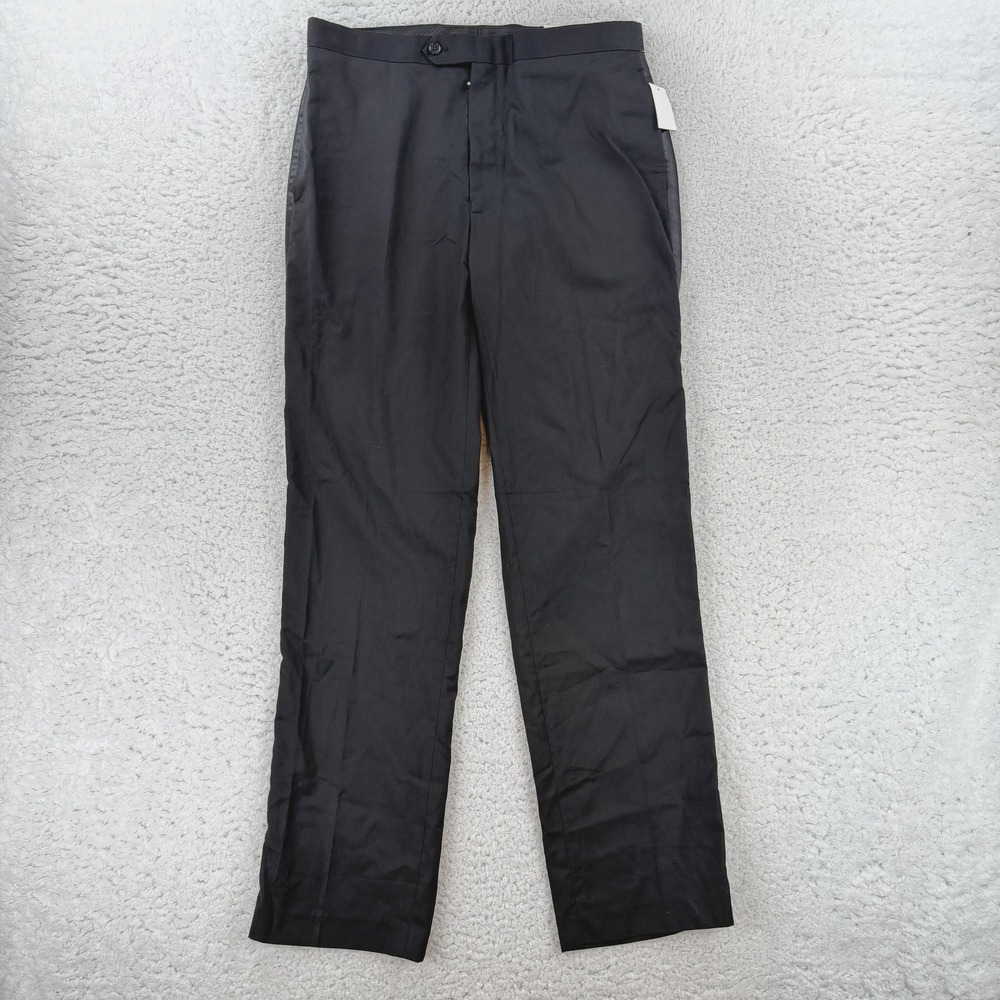 Chaps Mens 34x34 Black Regular Fit Microfiber Dress Pants FELTPCOX0000